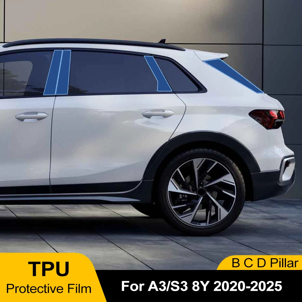 

Car A B Window Pillar TPU Film for Audi A3 8Y Hatchback 2020-2025 Pre-cut Anti Scratch Transparent Protection PPF Repair Cover