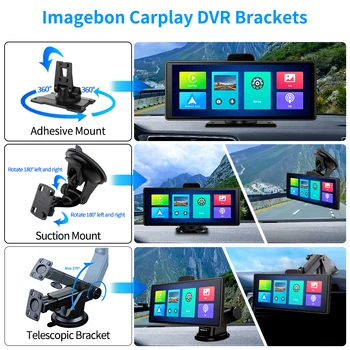 Imagebon 자동차 DVR 거치대 3M 스티커 베이스 흡입 컵 마운트, 긴 팔 텔레스코픽 브래킷, 회전식 대시 캠 브래킷, 자동차 액세서리 
