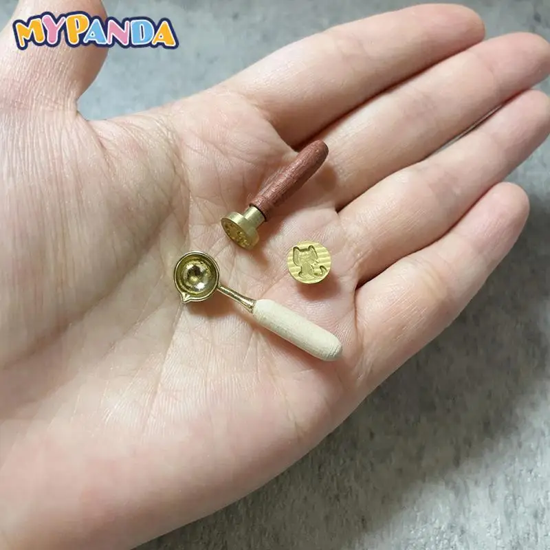 Dollhouse Miniature Wax Seal Tool Lacquer Spoon Handle Wax Pellets Envelope Model  Pretend Play Toy For Kids