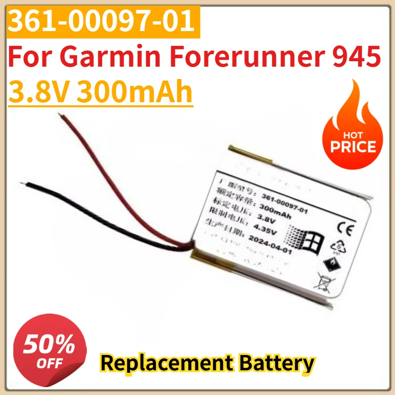 

High Quality New 3.8V 300mAh 361-00097-01 SportWatch Battery for Garmin Forerunner 945