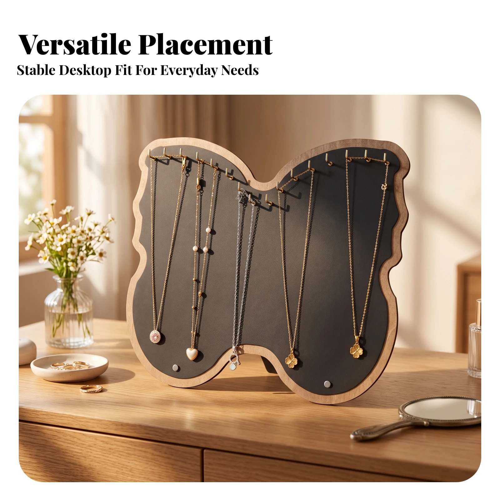 Jewelry Display Board with Hooks Tabletop Necklace Organizer Board with Hooks Upright Versatile for Jewelers, Vanity Tables