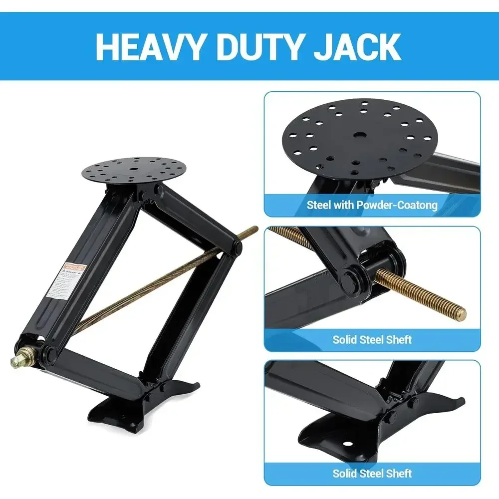30 in RV Scissor Jack - 7500 LB Heavy Duty Leveling Stabilizer with Crank Handle, Stable Base, 4 in-30 in Adjustable Height, Pow