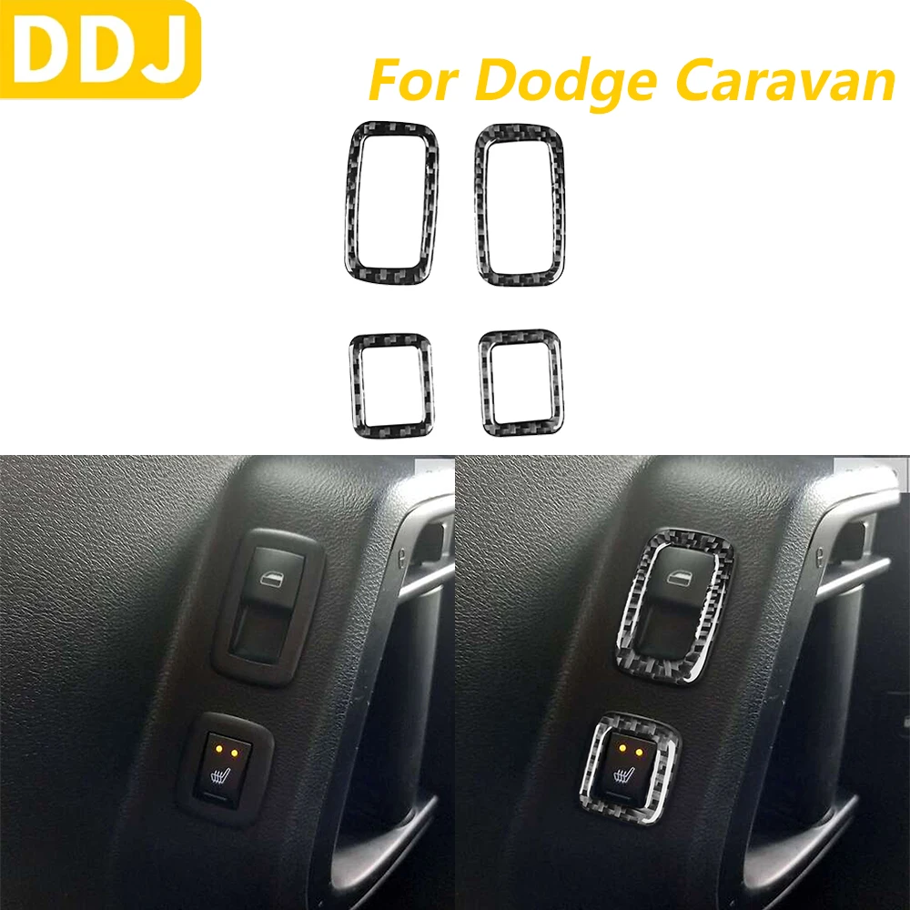 

For Dodge Caravan 2008-2010 Carbon Fiber Rear Door Window Lift Switch Button Control Panel Cover Trim Car Accessories Sticker