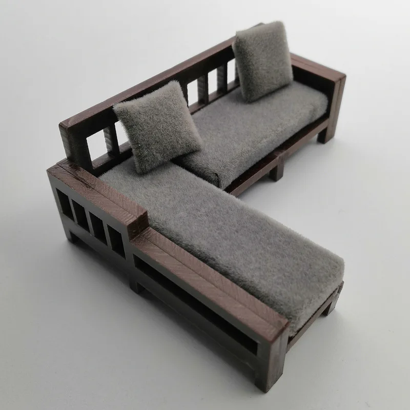 1:12 Scale Dollhouse Miniature Shelf - Micro Interior Design Set with Sofa & Tea Set, DIY Scene Model Accessories