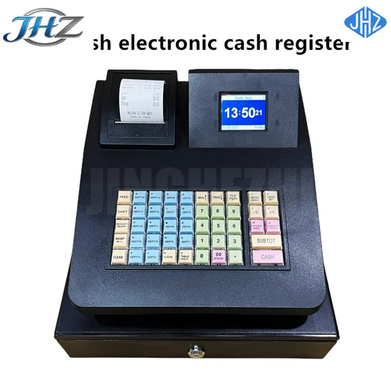 

JHZ for English electronic cash register supermarket retail catering takeaway ECR cash register with 58mm thermal receipt printe