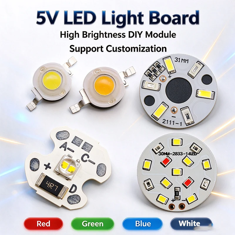 5V DIY Light Board, Crystal Element, 35MM 3535 Dual Temp LED Chip, Color Light, for Ceiling Lamp, Fish Tank Plant Lamp, Desk Lam