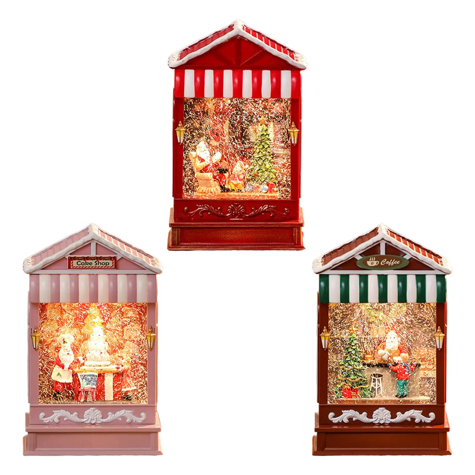 Christmas Snow Globe with Music Glitter Home Decor with Light Lantern Christmas Music Box for Indoor Holiday Bedroom Table Gift