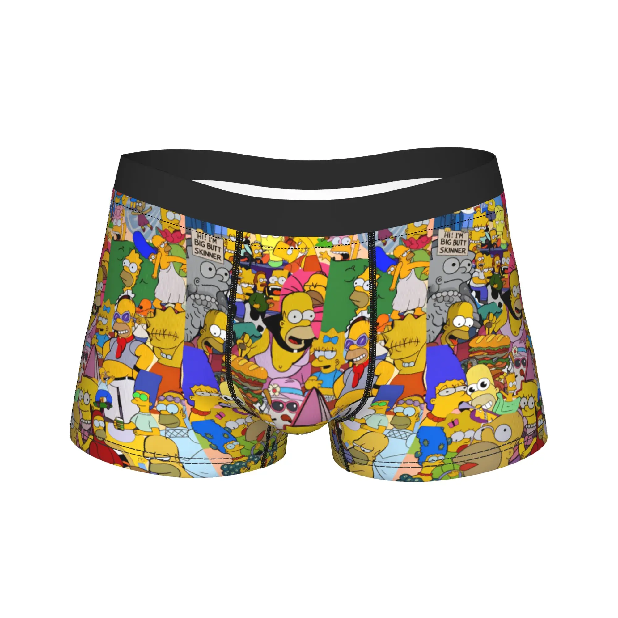Fun S-Simpsons Cartoon Characters Group Boxershorts Pouch Underwear Trenky Design Boxer Brief Comfortable Man Panties Large Size