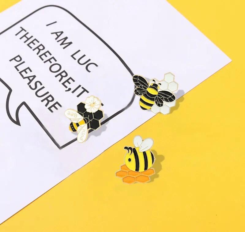 Pin Custom Honeycomb Honey Jar Bee Brooches Bag Lapel Pin Cartoon Badge Jewelry Gift for Kids Friends Bee Kind Enamel