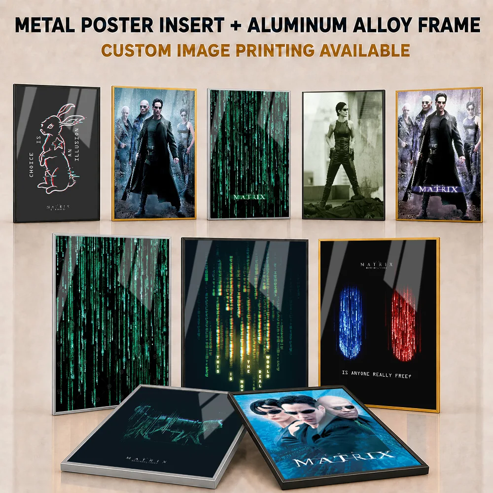 The Matrix Framed Metal Print Customized Photo High Contrast Science Fiction Style Wall Art For Home Theater Pop Culture Gift