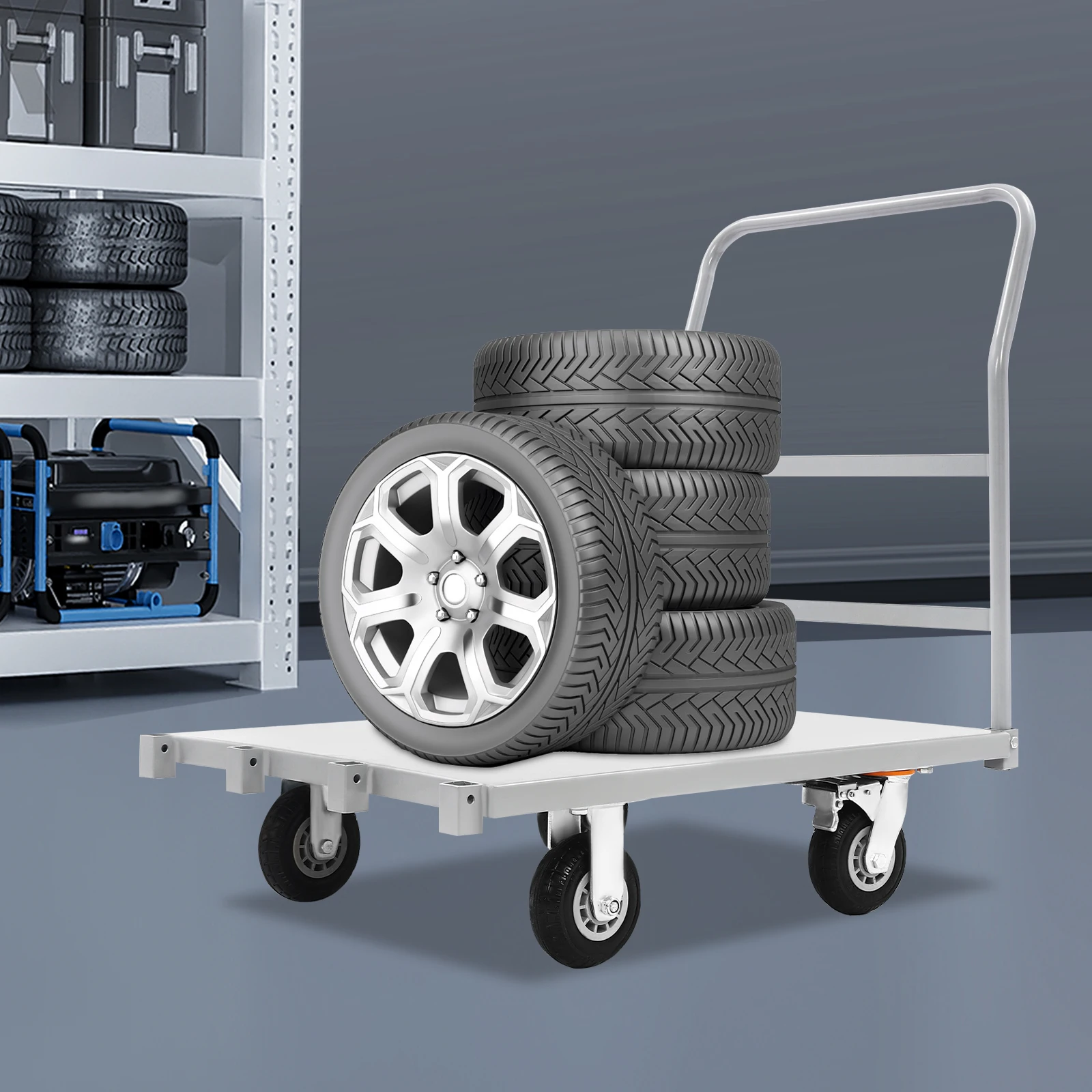 36*24 عربة دوللي مسطحة 2000 رطل مقطورة التعامل مع البضائع ذات الدفع اليدوي مع 4 عجلات عربة منصة شديدة التحمل للمستودعات/الصناعة #3