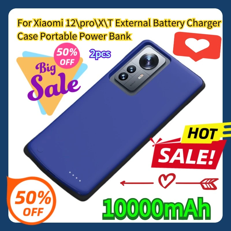 

For Xiaomi 12\pro\X\T External Battery Charger Case Portable Power Bank 10000mAh 2pcs