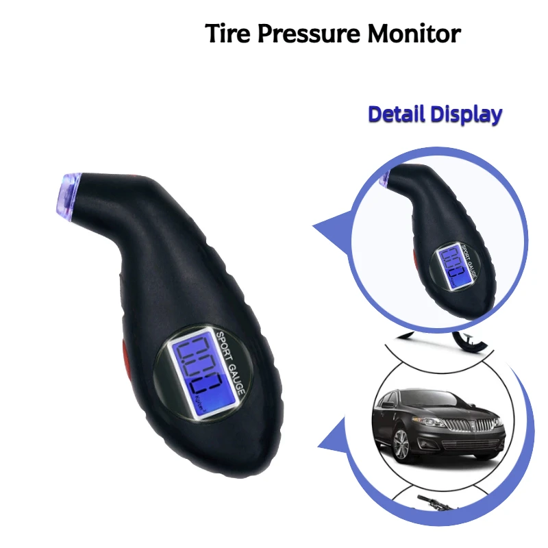 

Цифровой измеритель давления в шинах для мотоциклов, мини-диагностический инструмент, детектор автомобильного стайлинга, манометр для шин, портативный ЖК-дисплей