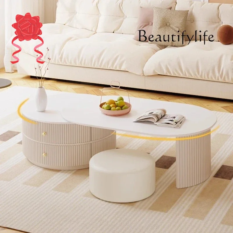

Y Простой приставной столик для гостиной, дизайнерская мебель Mesas Bajas, кремовый стиль, ящики журнального столика, эстетический современный