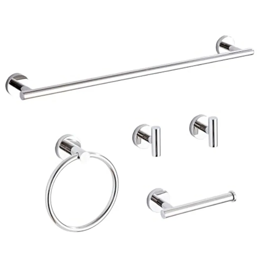 

Bathroom Hardware Set 5 Pcs with Towel Racks for Bathroom, SUS304 Stainless Steel Bath Towel Bar Set, 24 Inch Wall Mounted Acce