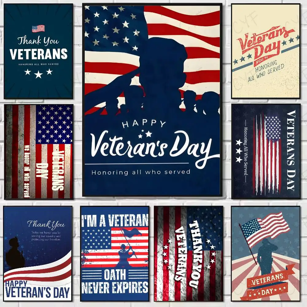 

Positive V-Veterans Day Poster Suitable For Living Room,bedroom,bar,Hallway Bar Wall Art Prints Decoration Gifts