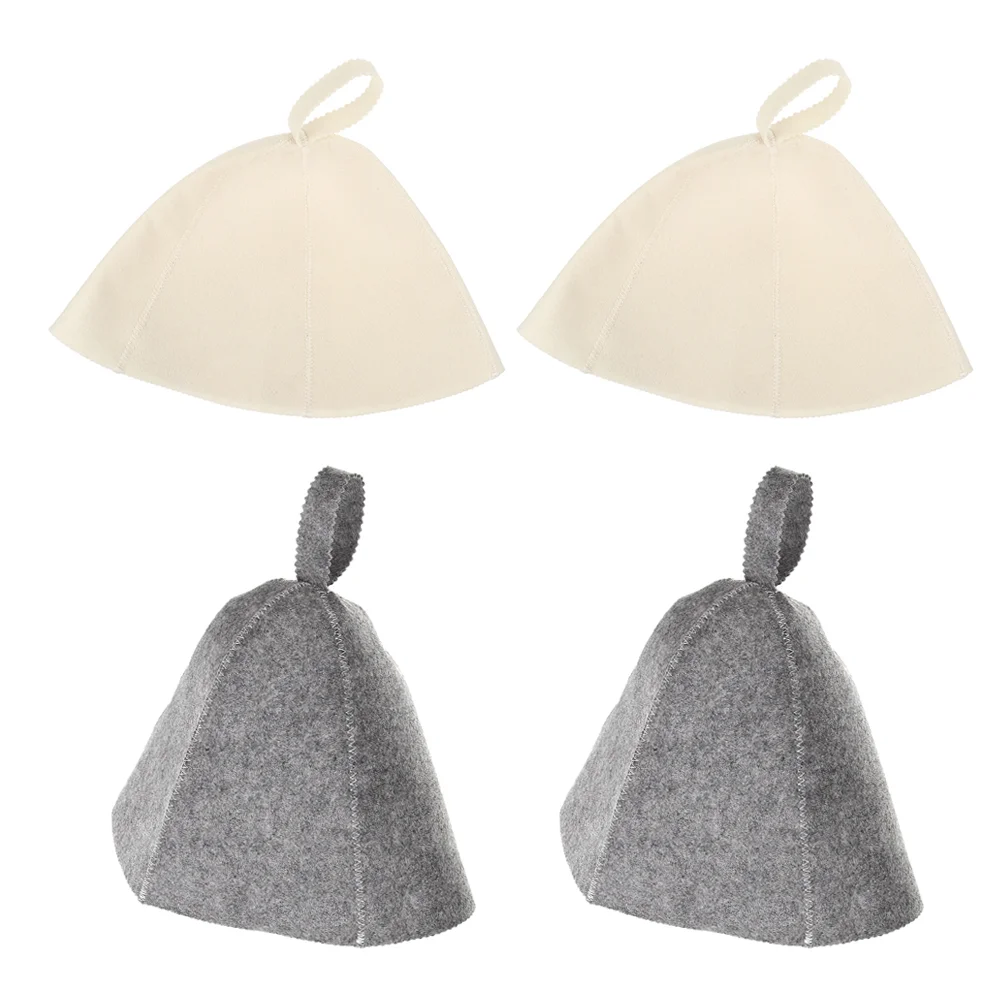 4 Pcs Felt Shower Cap Sauna Accessories Bath Hat Finnish Breathable Bathroom Heat Insulation Fruit Man