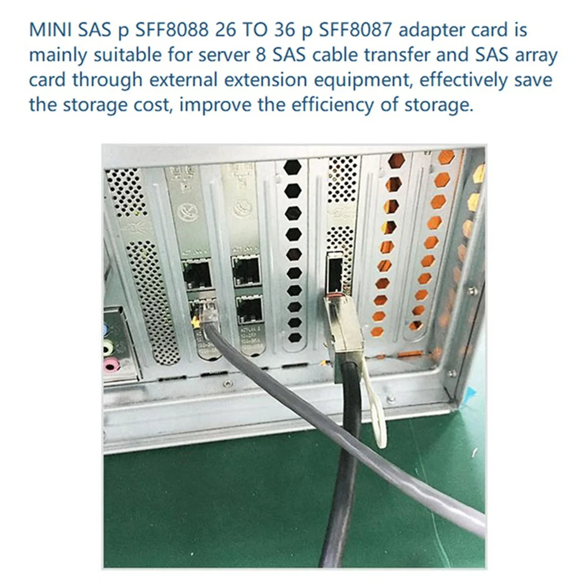 Tarjeta adaptadora ABEP-MiniSAS SFF-8087 a SFF-8088 Tarjeta SAS de doble puerto interna a externa