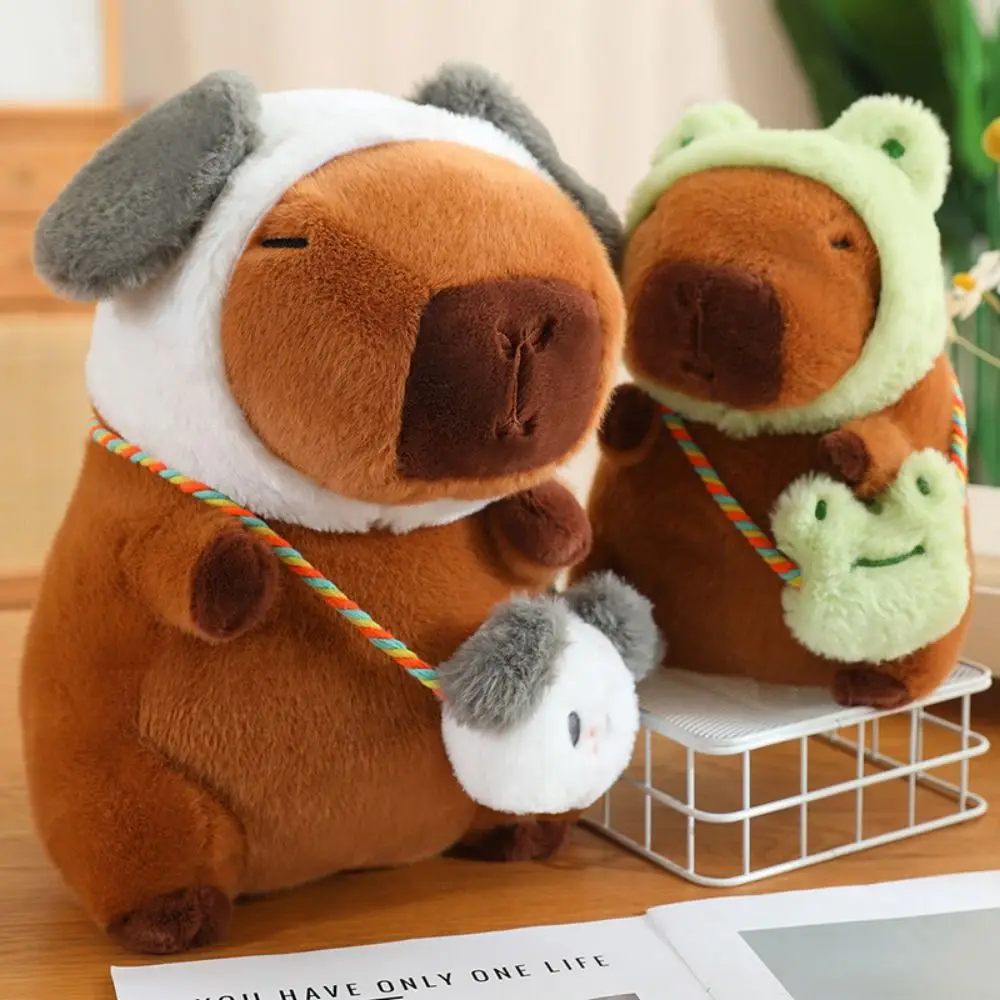 Juguete de peluche de rana que transforma Capybara, conejo, perro, Capibara, Anime Fluffty, dinosaurio, muñeco de peluche esponjoso, juguete de Navidad