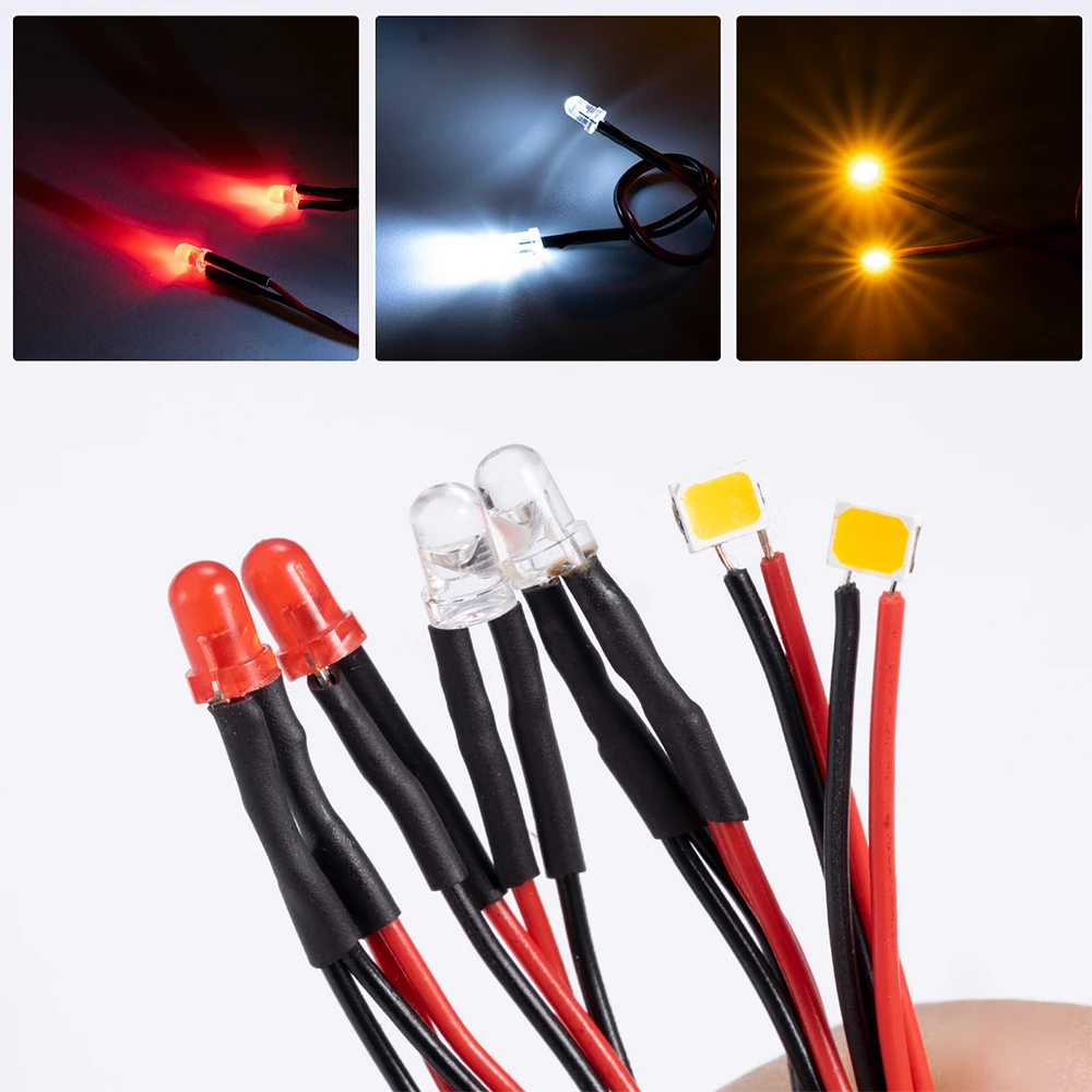 AXSPEED Simulation Front Bumper Headlight & Taillight Roof LED Lights Group for TRX-4M Chevrolet K10 or F150 1/18 RC Car Parts