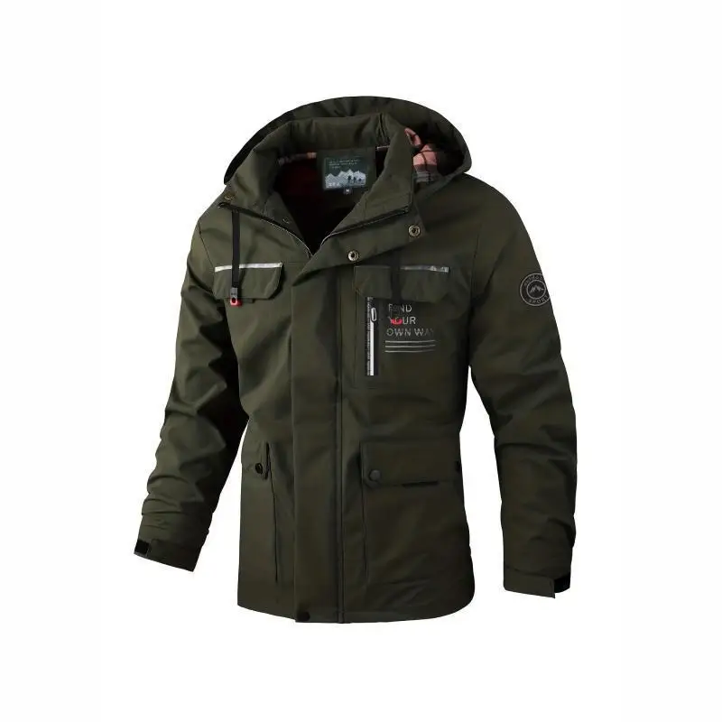 Spring Autumn Men'S  Jacket Sports Green Oversized Outdoor Travel Casual Mountaineering Camp Adventure Combat Hunting Coat