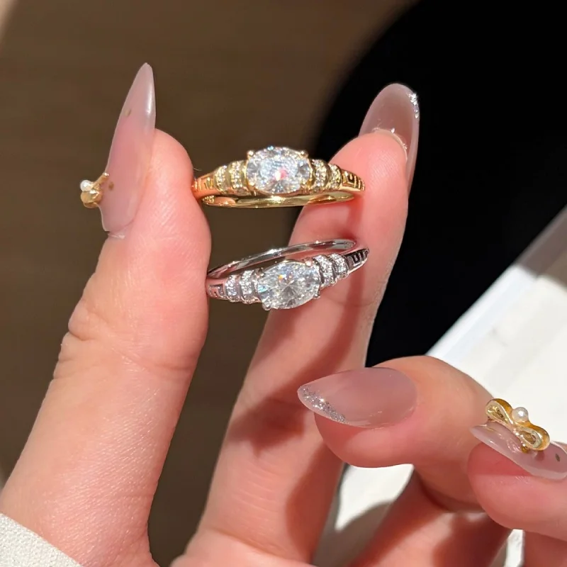 Apaison Brilliant Cut 1 Carat Moissanite Rings for Women - Wedding Engagement Anniversary 925 Sterling Silver Ring Jewelry Gift