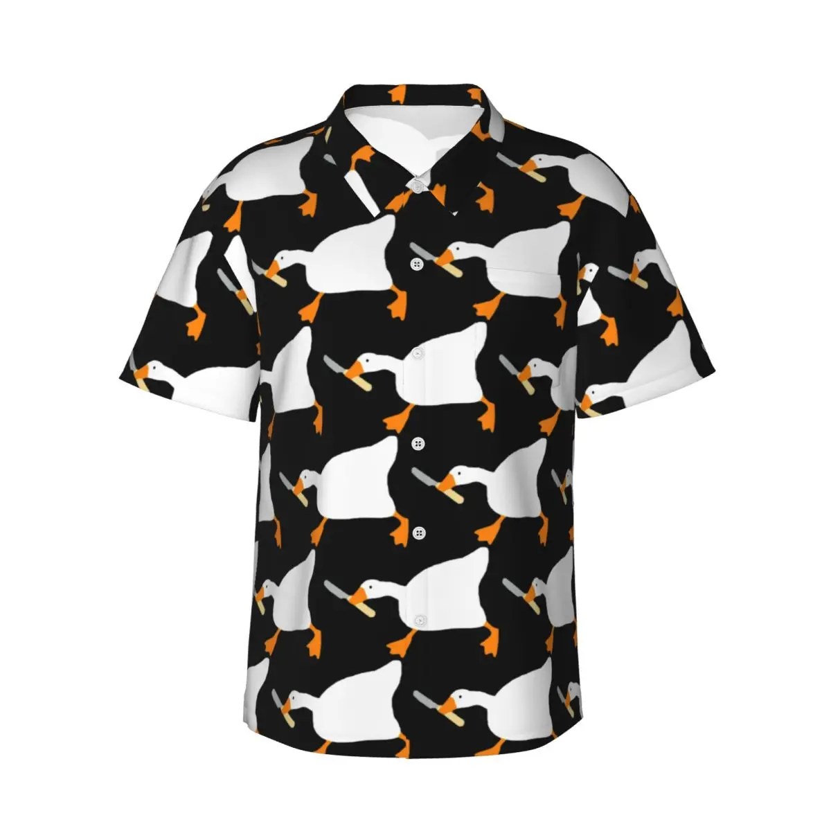 Goose With Knife - Peace Was Never An Option Men's Shirts Hawaiian Short Sleeve Shirt Fashion Button Tops for Summer Beach