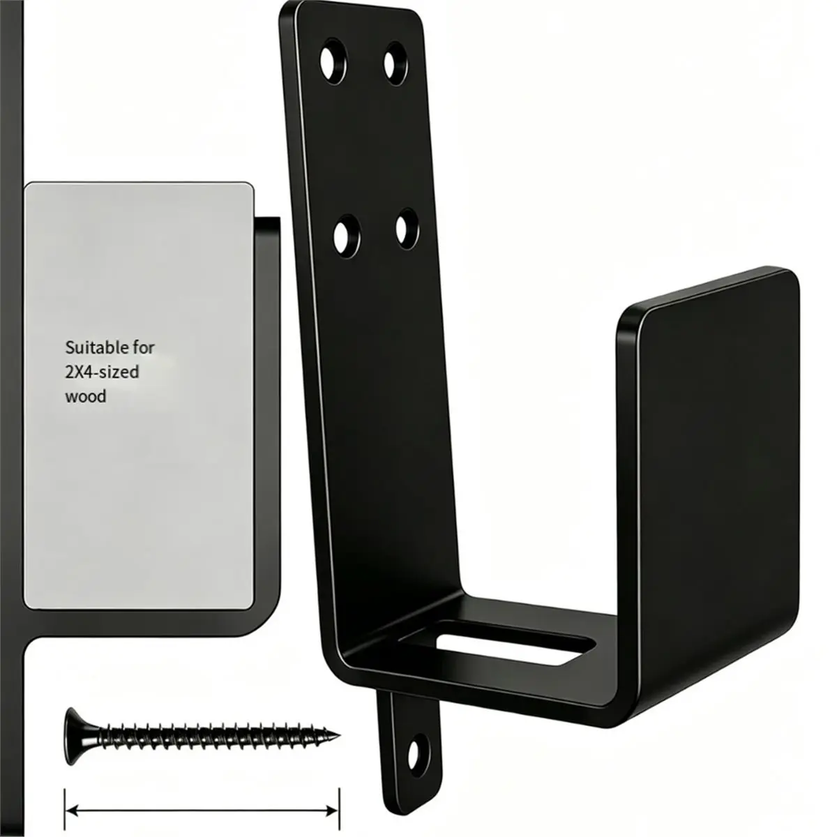 4pcs Heavy Duty Door Security Brackets - Upgraded U-Shaped Black Bar Holders for Home