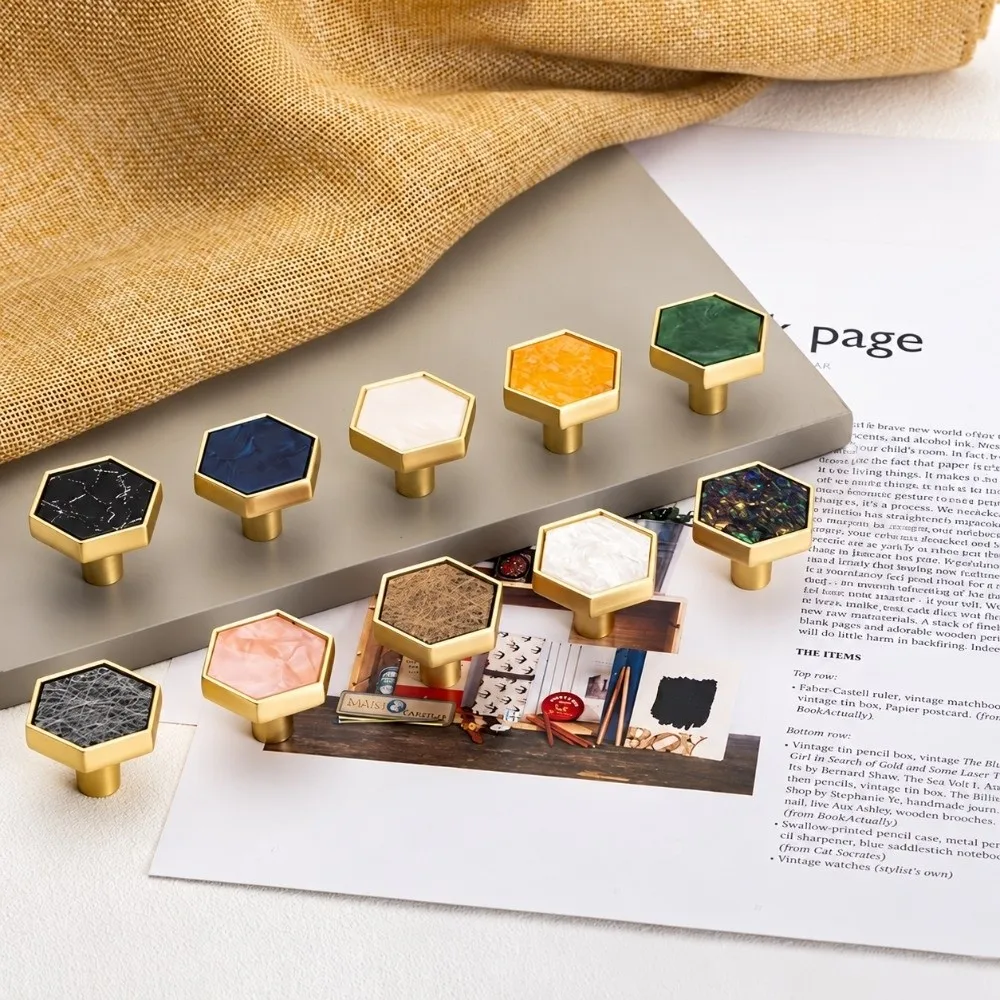 Single Hole Cabinet Knobs Hexagonal Type Colorful Finish Door Handles Nordic Style Zinc Alloy Drawer Pulls
