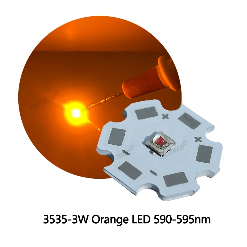 10pcs LED 3W Yellow Orange Light Amber 3535 Ceramic Lamp Beads 590nm 595nm 600nm 605nm 610nm 615nm 2000K High Power SMD 2-2.4V