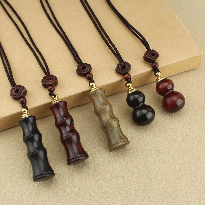

Полое ожерелье из натурального фиолетового сандалового дерева и бамбука, можно открыть, тыква, длинная цепочка для свитера, аксессуары в этническом стиле в стиле ретро
