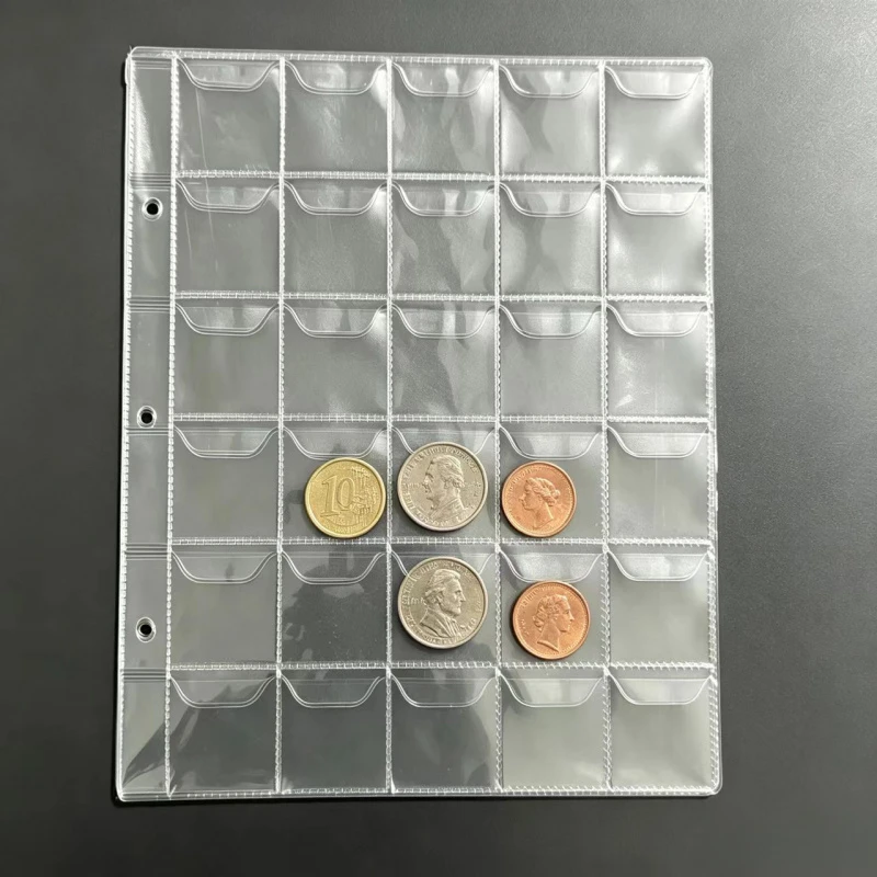 300 Pockets Total Clear PVC Coin Album Pages, Transparent Coin Sleeves for Coin, Stamp & Collectible Storage Supplies