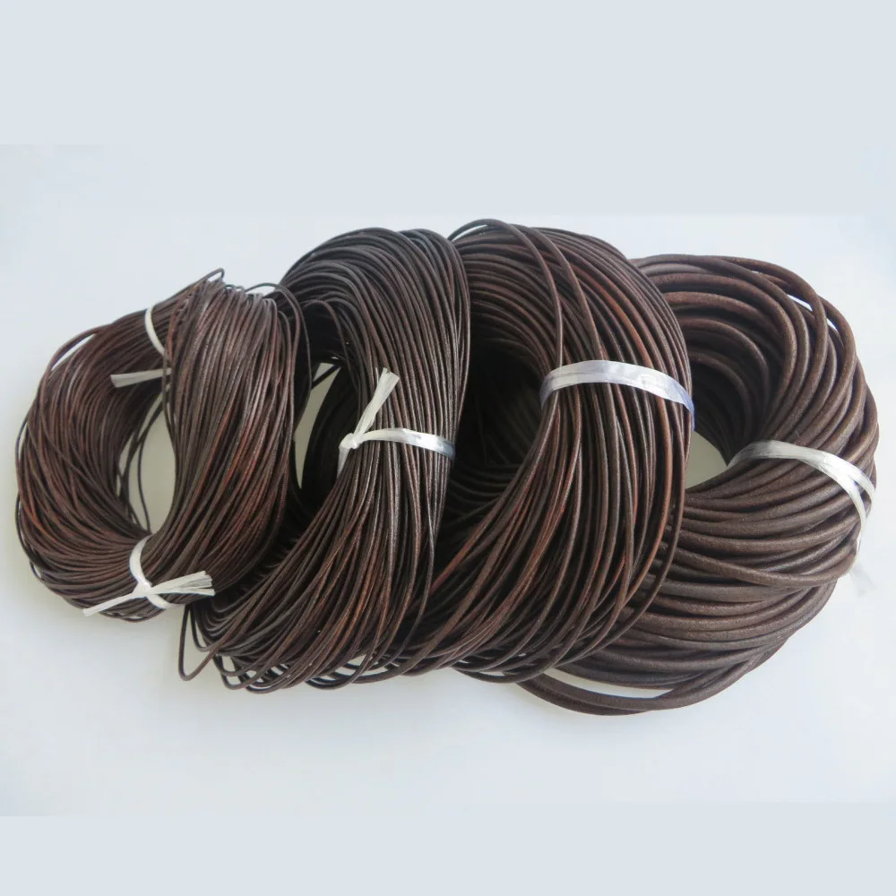 5Meters/lot 1.5-5mm Round Genuine Cow Soft Leather Thong Cord For Jewelry Making DIY Bracelet Necklace Accessories Rope String