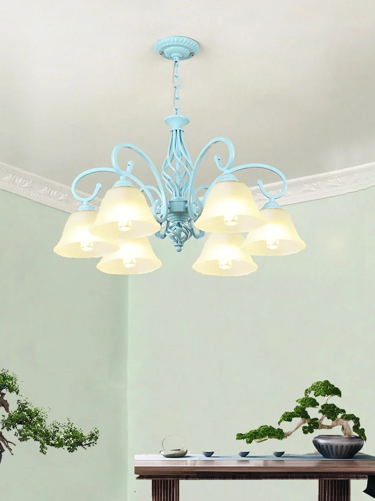 Living room, dining room, bedroom, European style hotel, villa project, decorative light, blue