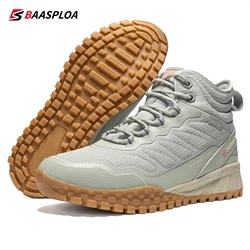 Baasploa-Chaussures en coton pour femme, imperméables, coordonnantes, confortables, chaudes, peluche, bottes de rinçage de neige en plein air, cuir, hiver, nouveau