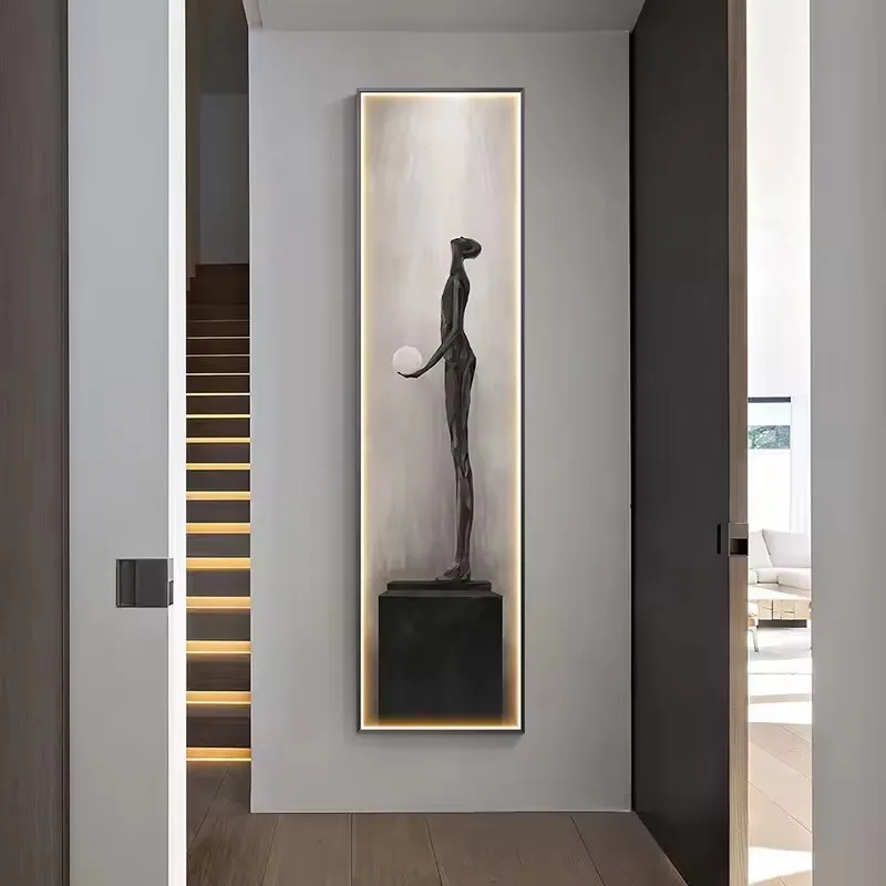 Modern Abstract Art Interior Painting Led Wall Hanging Lamp For Living Room Kitchen Porch Aisle