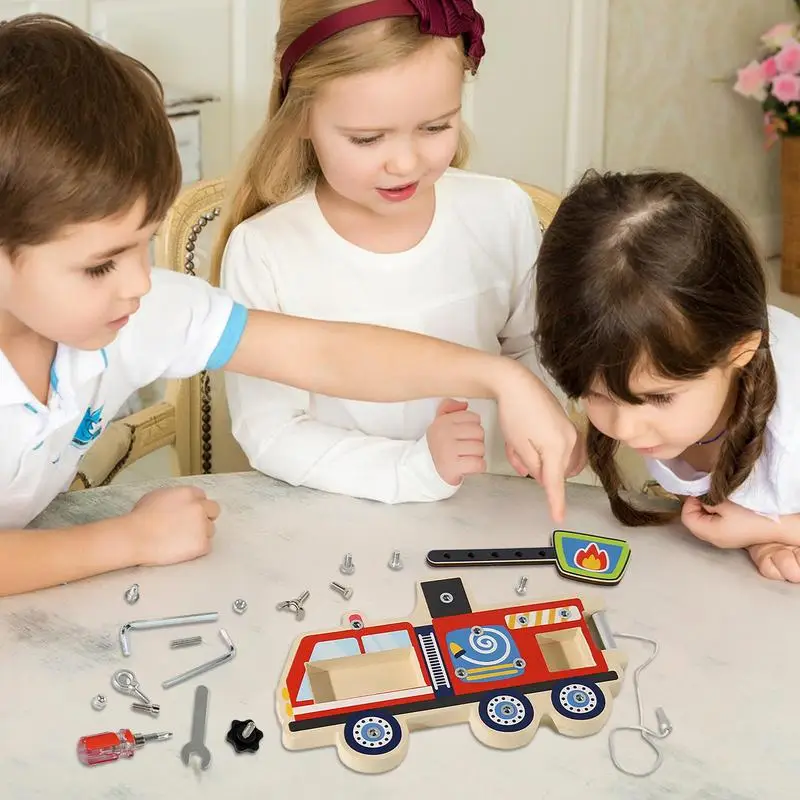 

Screwdriver Board Set for Kids Wooden Assemble Screw Board Carefully Polished Enlightenment Puzzle Toy for Park School