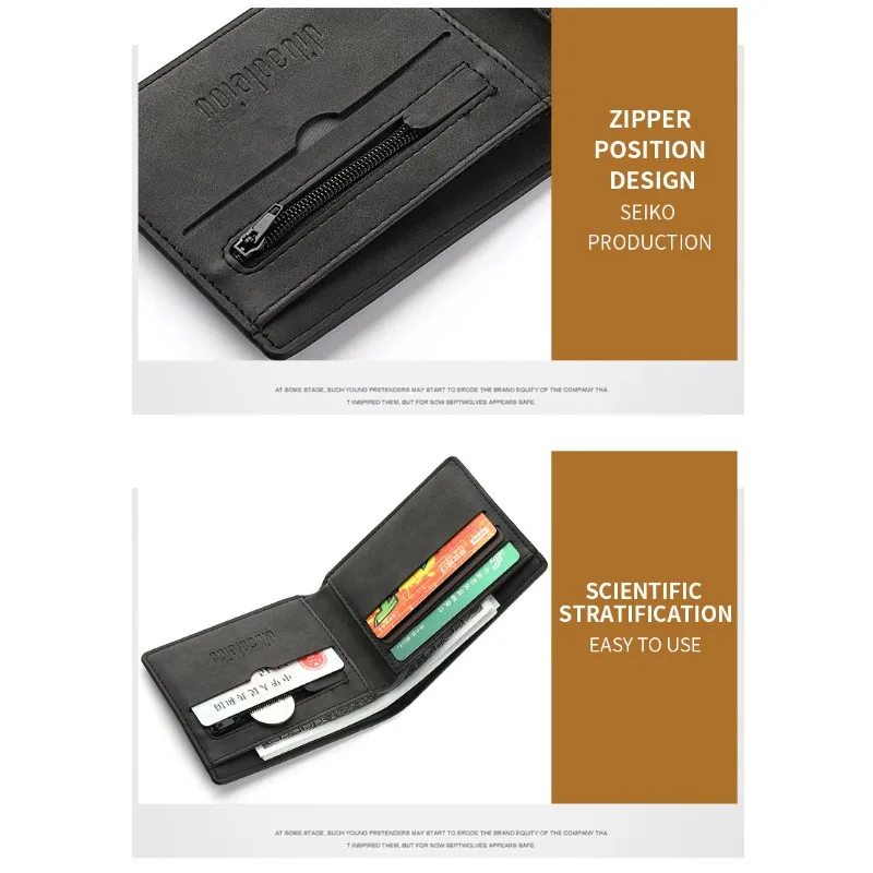 Fashion PU Leather Men Wallet Large-capacity Multi-card Slot Card Bag Folding Money Bag Lightweight Short Skin Short Purse - view 6