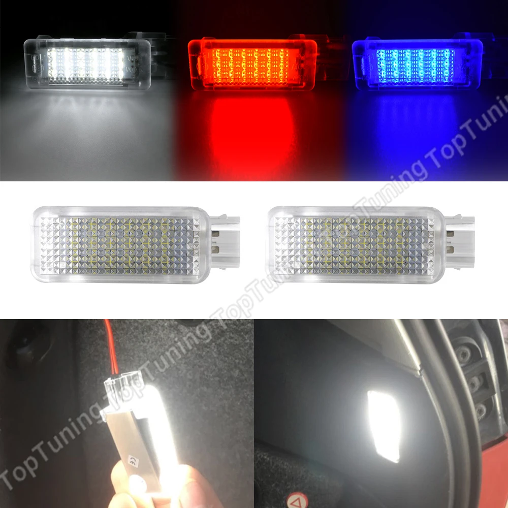 2PCS 빨간색 LED 의례 문 트렁크 Footwell Golve 박스 라이트 램프 아우디 A3 8P A4 B6 B7 B8 B9 A6 S6 C6 A7 S7 A8 S8/Q5 Q7 R8 A1 썸네일 4