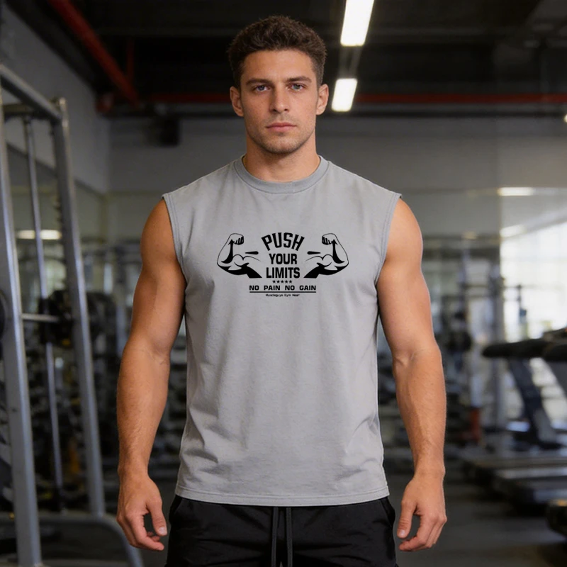 Running Tank Tops Mens Mesh Quick Dry Loose Gym Vests Gym Plush Your Limits Clothing Bodybuilding Fitness Sleeveless T Shirts