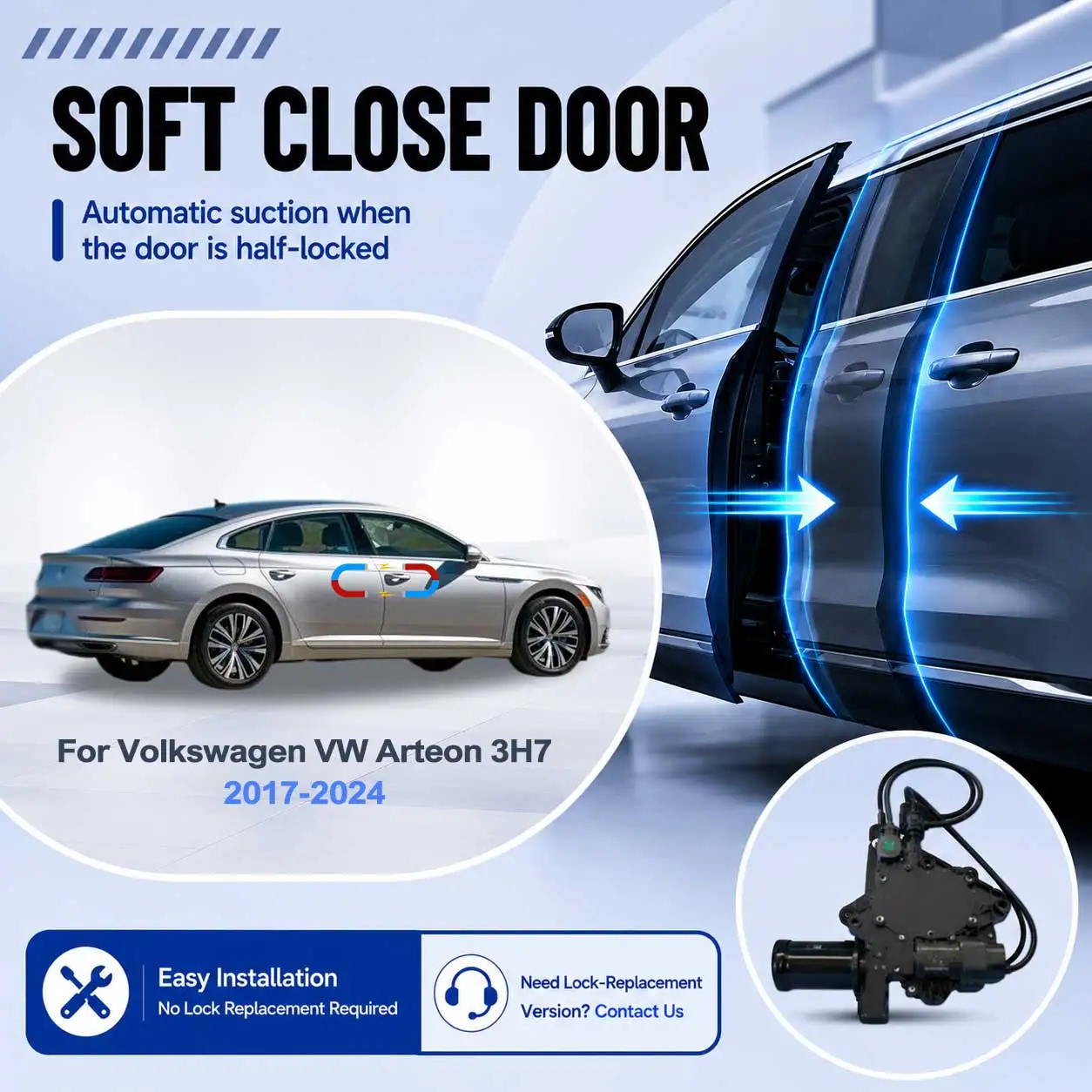 For Volkswagen VW Arteon 3H7 2017-2024 Electric Soft Close Door Upgrade Kit No Door Lock Replacement Required