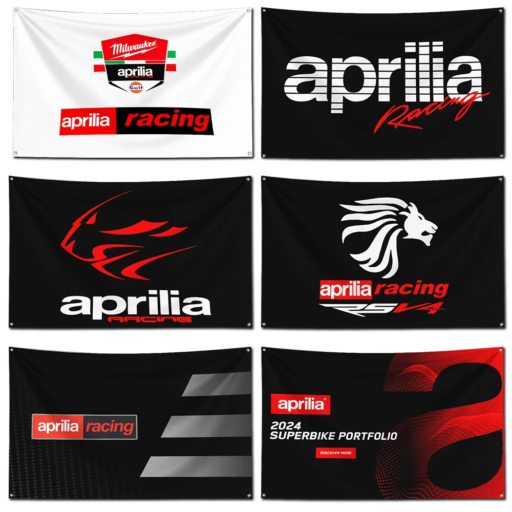 3x5 Ft Motorcycle Aprilia Racing Flag Polyester Digital Printing Banner for Garage Wall Art Out Door Decoration With Grommets