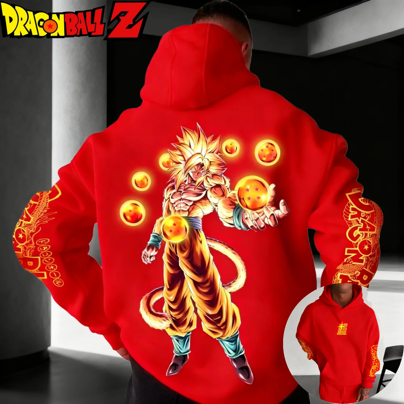 

Ретро Dragon Ball Saiyan Son Goku Harajuku 2025 осень/зима уличная одежда мужская женская толстовка из чистого хлопка супер большая толстовка