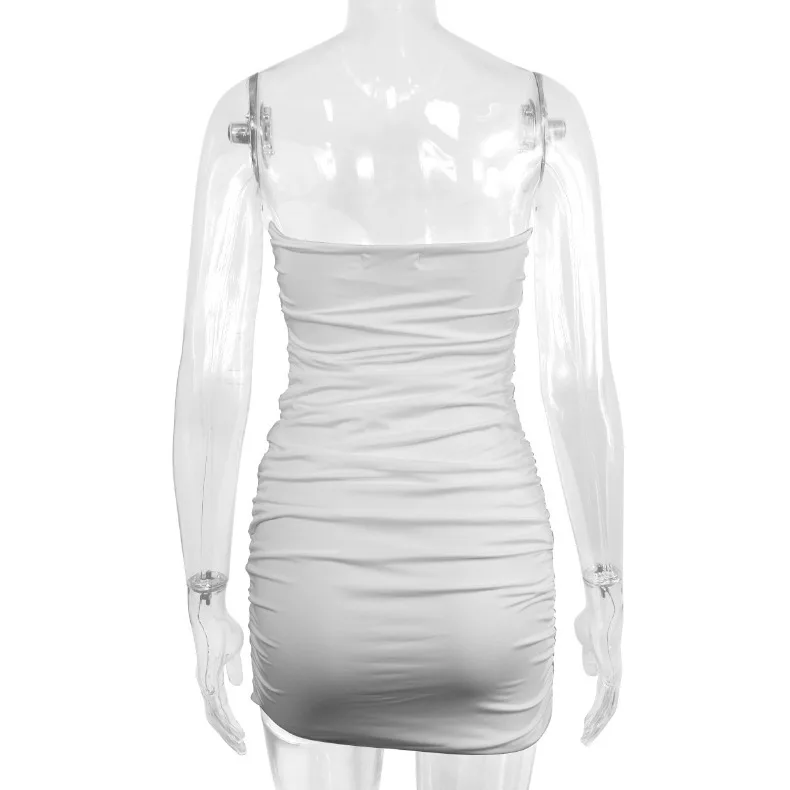 Trägerloses, sexy, ausgeschnittenes, plissiertes, kurzes, figurbetontes Kleid, elegantes Abendkleid für Brautjungfern, Geburtstag, figurbetontes, sexy Kleid – Detail 14