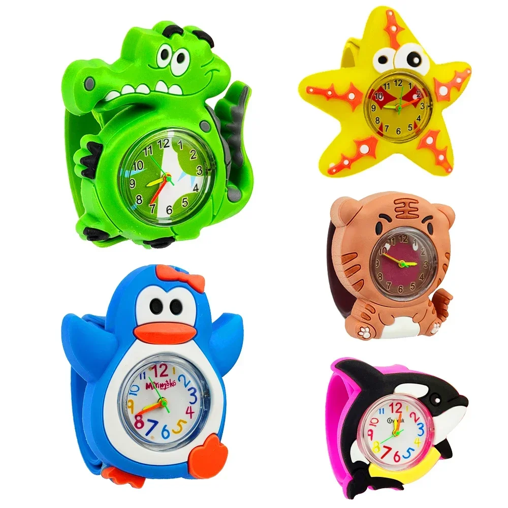 Boys Girls Watches Baby Kindergarten Party Gift Toy Children Wristwatch Slap Bracelet Clock Cartoon Kids Watches Birthday Gift