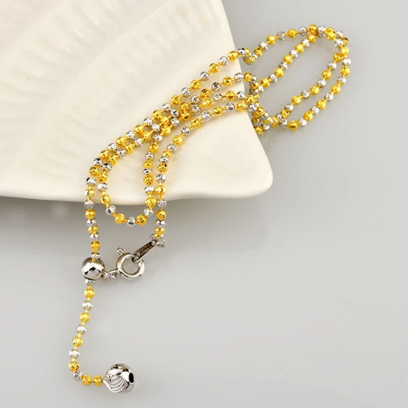 

Real 925 Sterling Silver Necklaces For Women Diamond Cut Bead Gifts For Women Jewelry Chains Adjustable Luxury Female