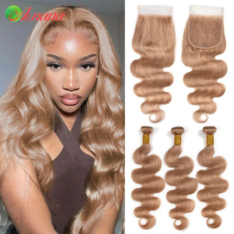 Ash Blonde Colored Bundles With 5x5 Closure Body Wave Peruvian Human Hair Weave Bundles With Lace Closure Weaving Extensions