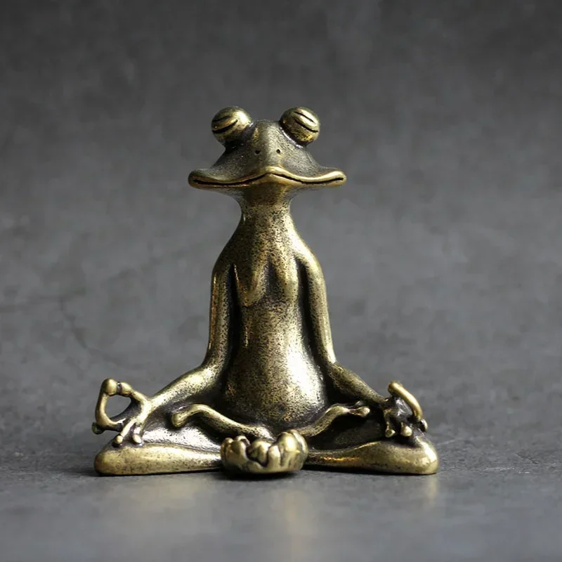 1PCS Copperware Incense Socket Zen Frog Ornaments Copper Frog Tea Pet Decoration Incense Holder Small Ornament