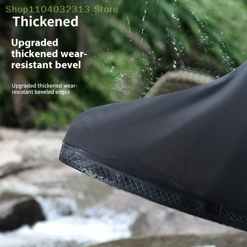 1Pair Black Waterproof Reflective High Top Rain Boot Shoe Covers Reusable for Motorcycle Cycling Bike Clear Wear Dust Protection