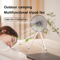 4000mAh Battery USB Charging Mini Table Fan Tripod Floor Standing Cooler Fan for Home Ourdoor Portable Small Tripod Camping Fan